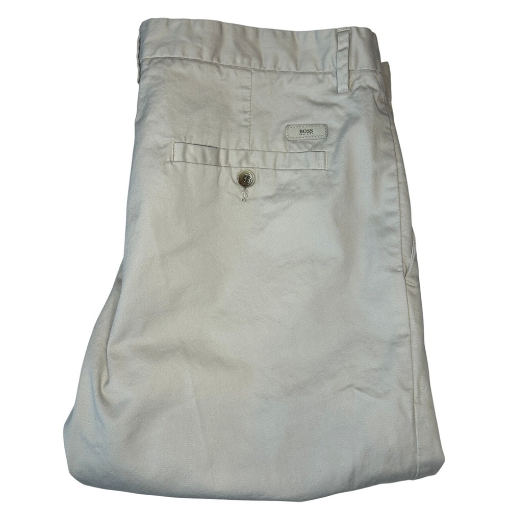 Hugo Boss Clive Slim Fit Chinos 38R x 34 Mens Beige Stone Stretch Trousers Pants